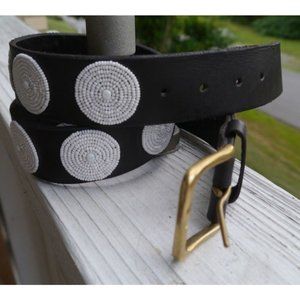 Belt Beaded Circles Handmade Masaai Maasai Masai leather Sz 32 (30.75" - 33.75"